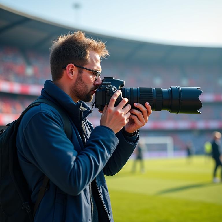 Sports Photographer with Telephoto Lens